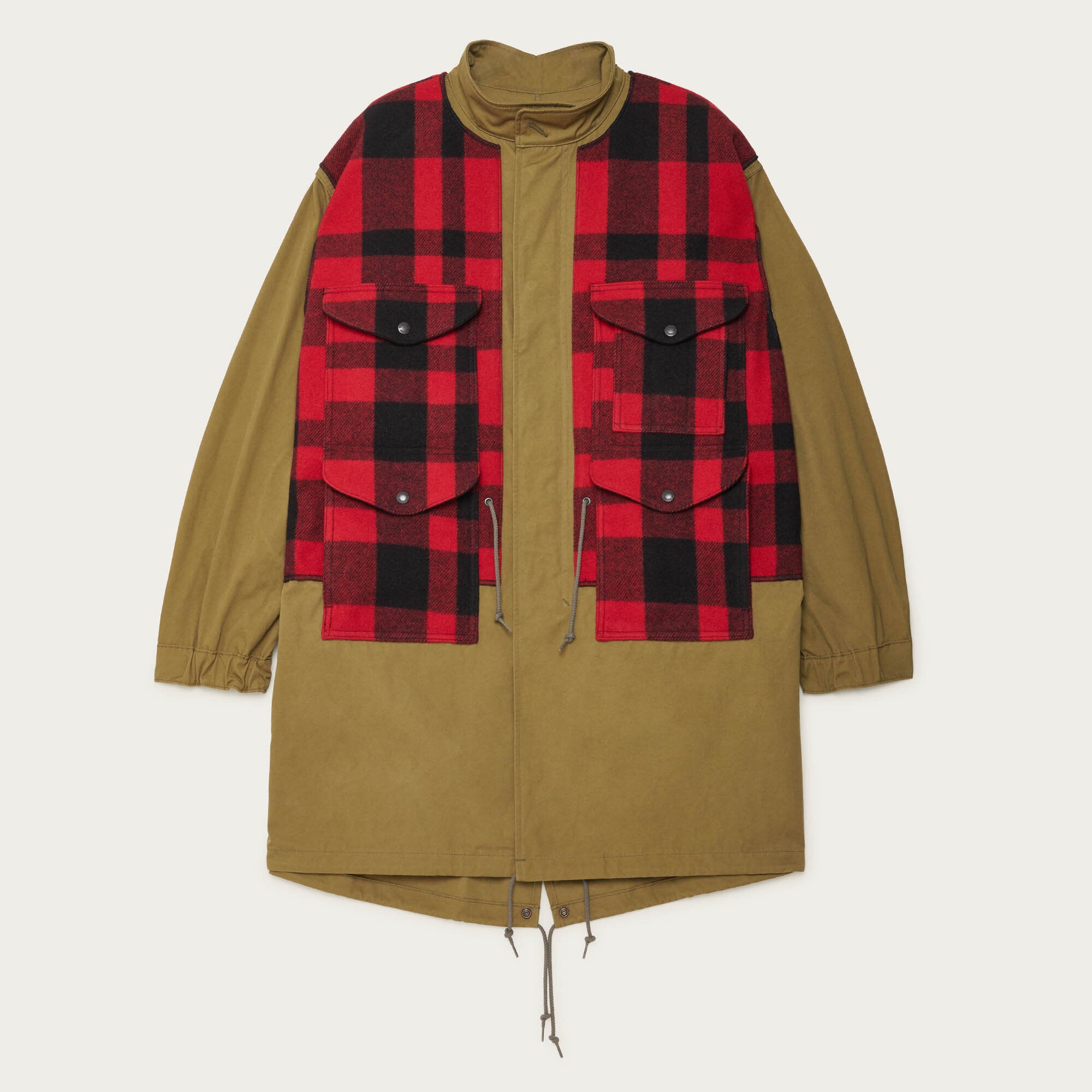 Filson x junya watanabe trench coat by Filson | Khaki / red black