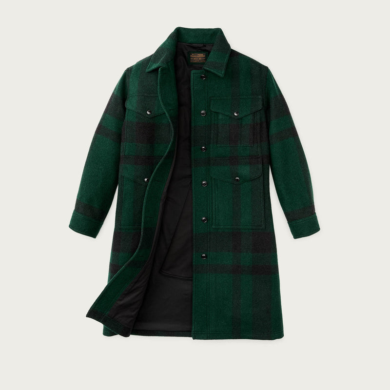 Women's wool long cruiser coat par Filson | Otter green b (Green)