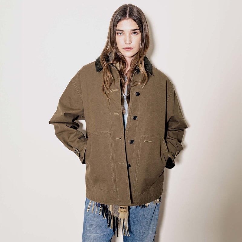 Women's dry tin cloth barn coat par Filson | Marsh olive (Green)