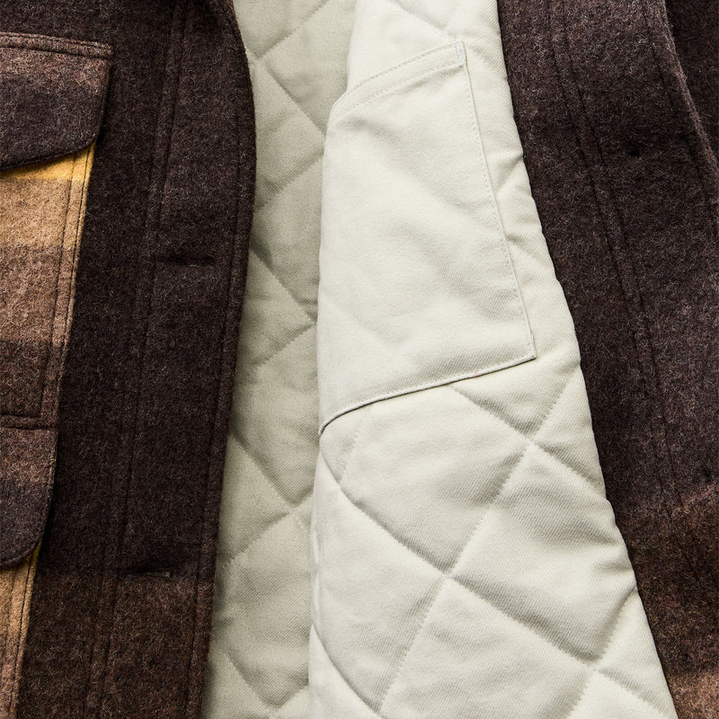 Manteau kodiak femme à col châle par Filson | Brown / yellow strip (Brown)