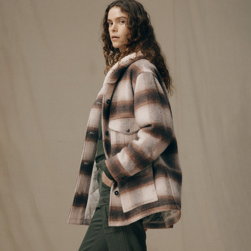 Manteau kodiak femme à col châle par Filson | Cream / brown shadow (Beige)