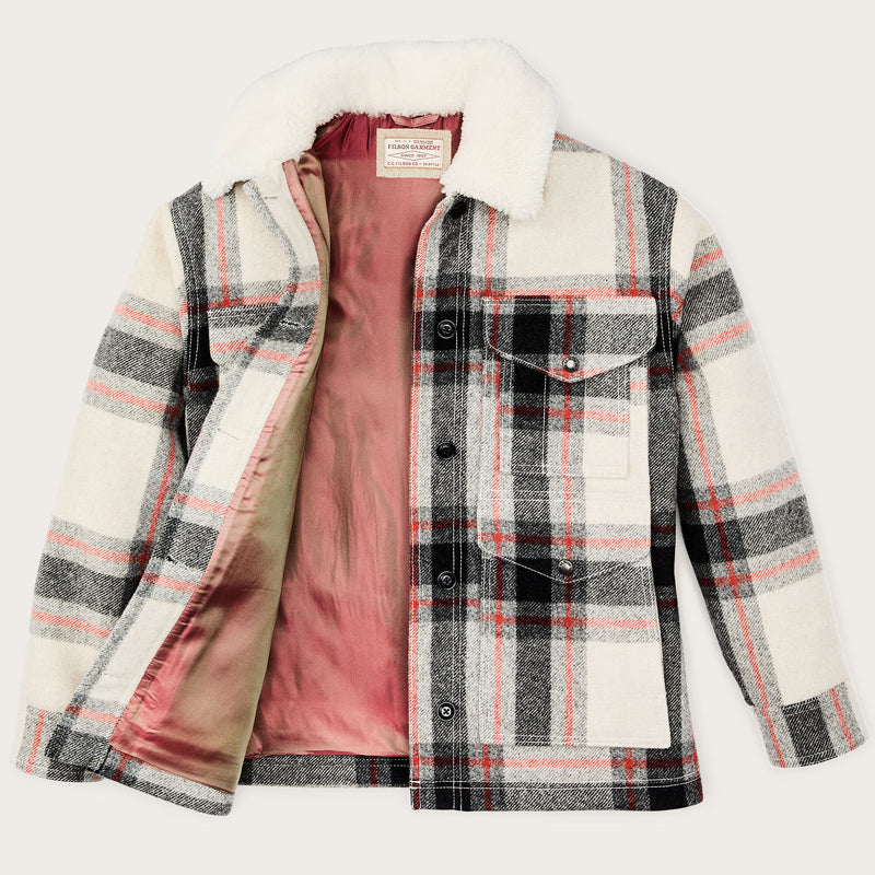 Women’s mackinaw wool shearling cruiser jacket di Filson | Cream / red / black (Multicolor)