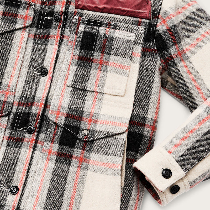 Women’s mackinaw wool shearling cruiser jacket di Filson | Cream / red / black (Multicolor)