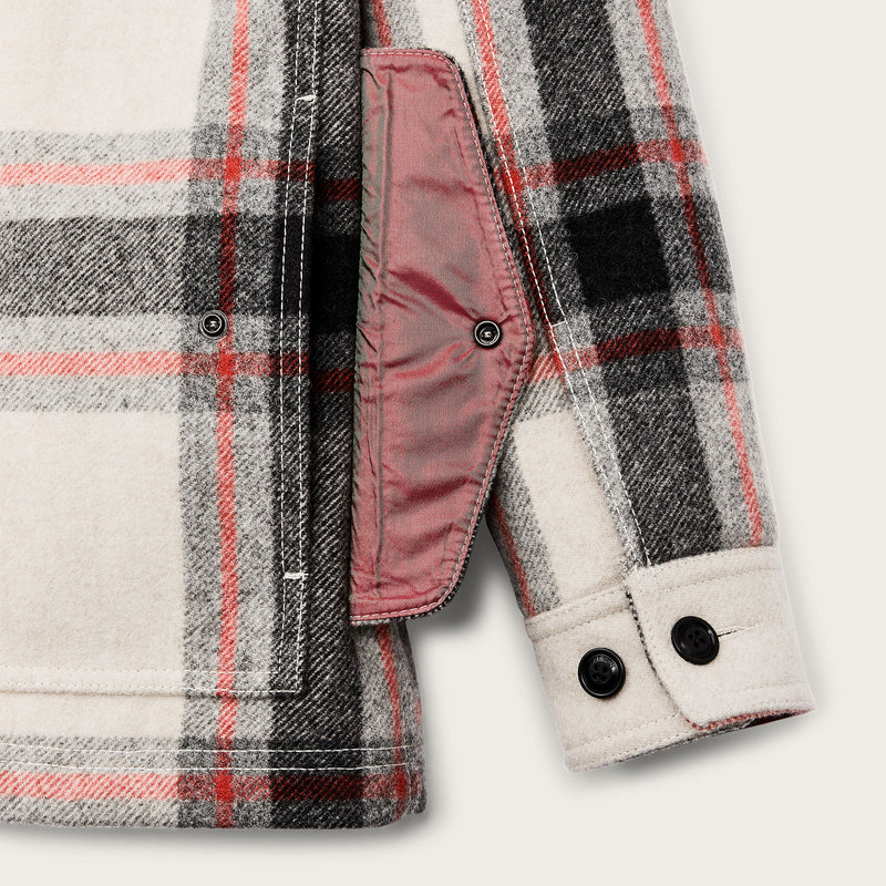 Women’s mackinaw wool shearling cruiser jacket di Filson | Cream / red / black (Multicolor)