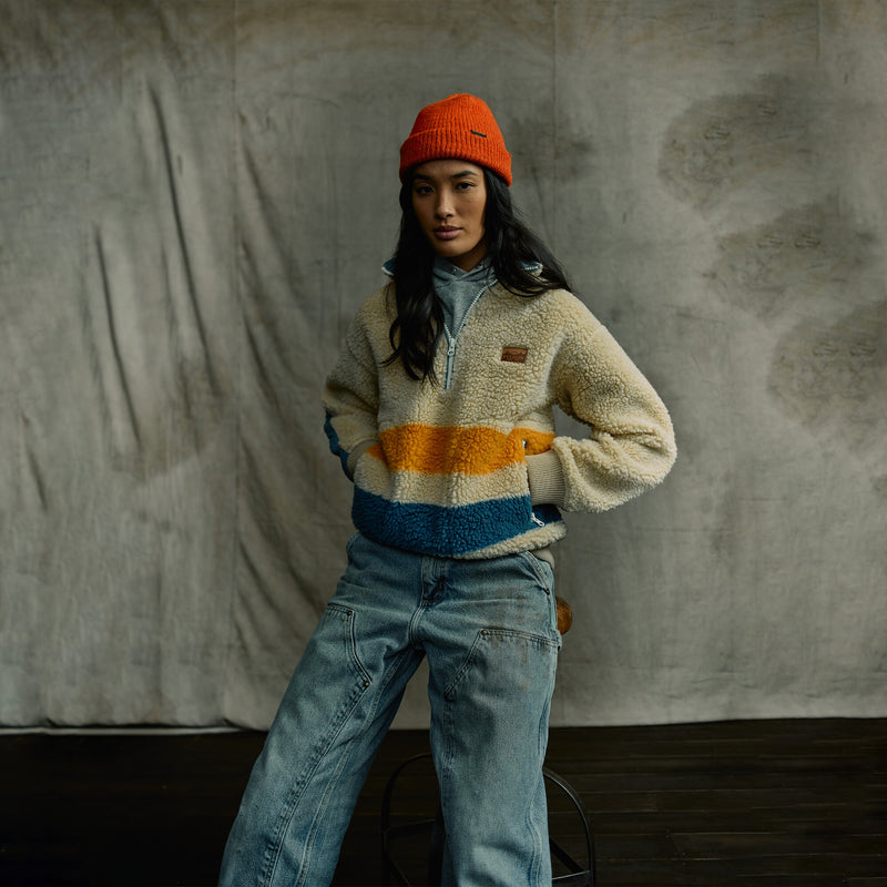 Pile fleece popover für damen von Filson | Yellow / blue blanke (Beige)