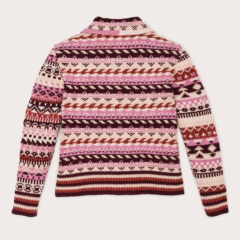 Women's fair isle cardigan by Filson | Burgundy/cream multi (Multicolour)