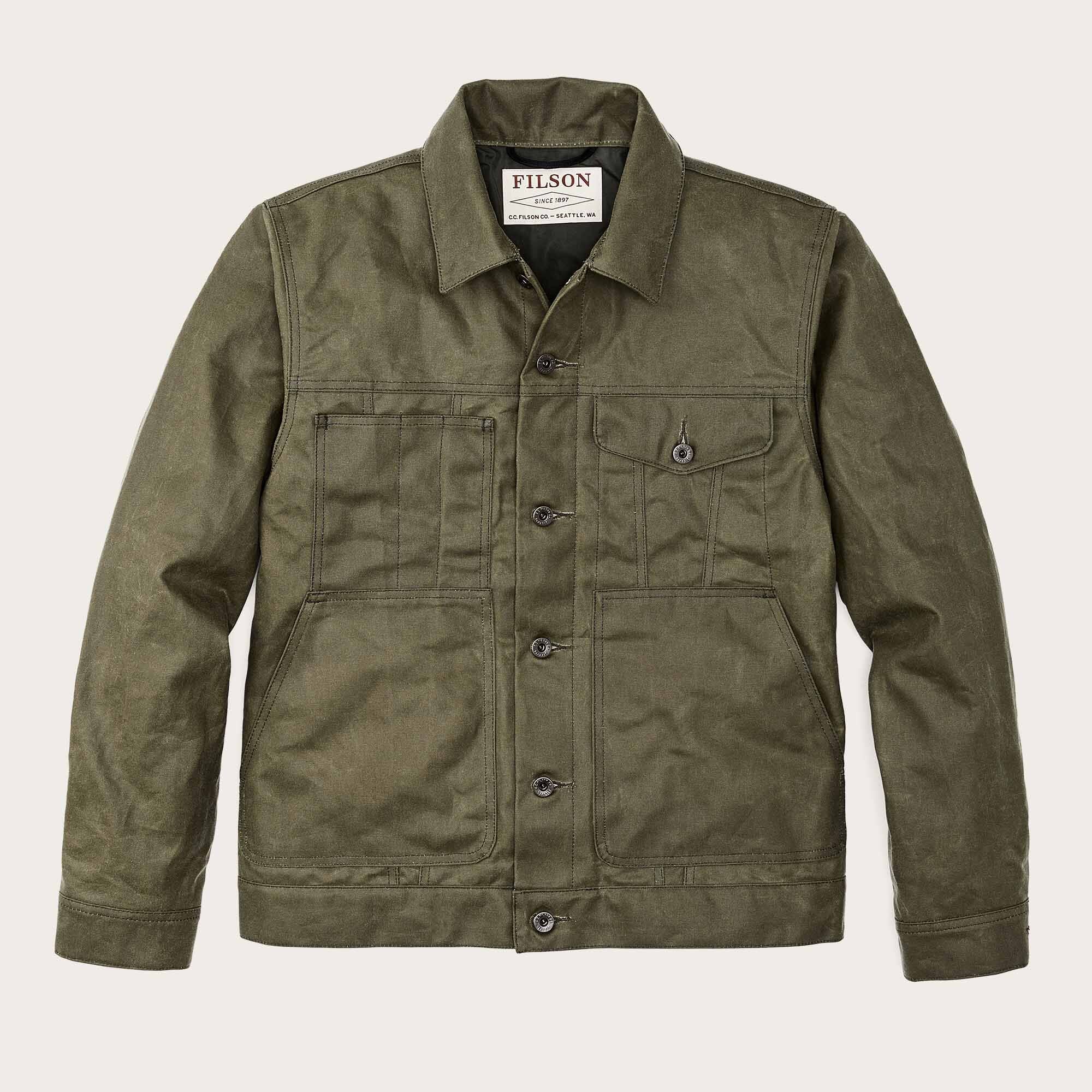 Tin cloth short lined cruiser jacket by Filson | Military green 
