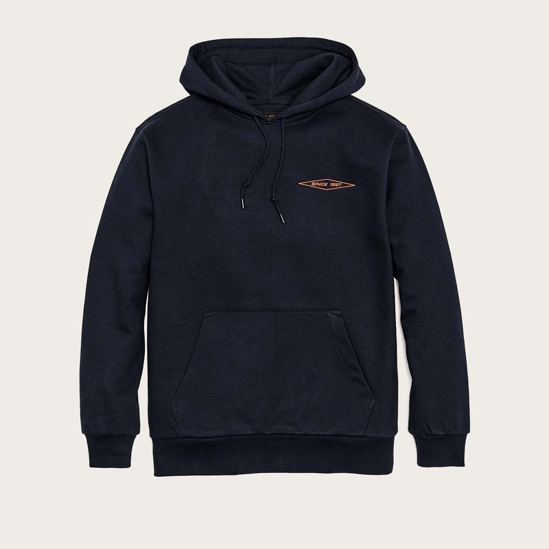 Prospector embroidered hoodie par Filson | Navy / blaze diamond (Blue)