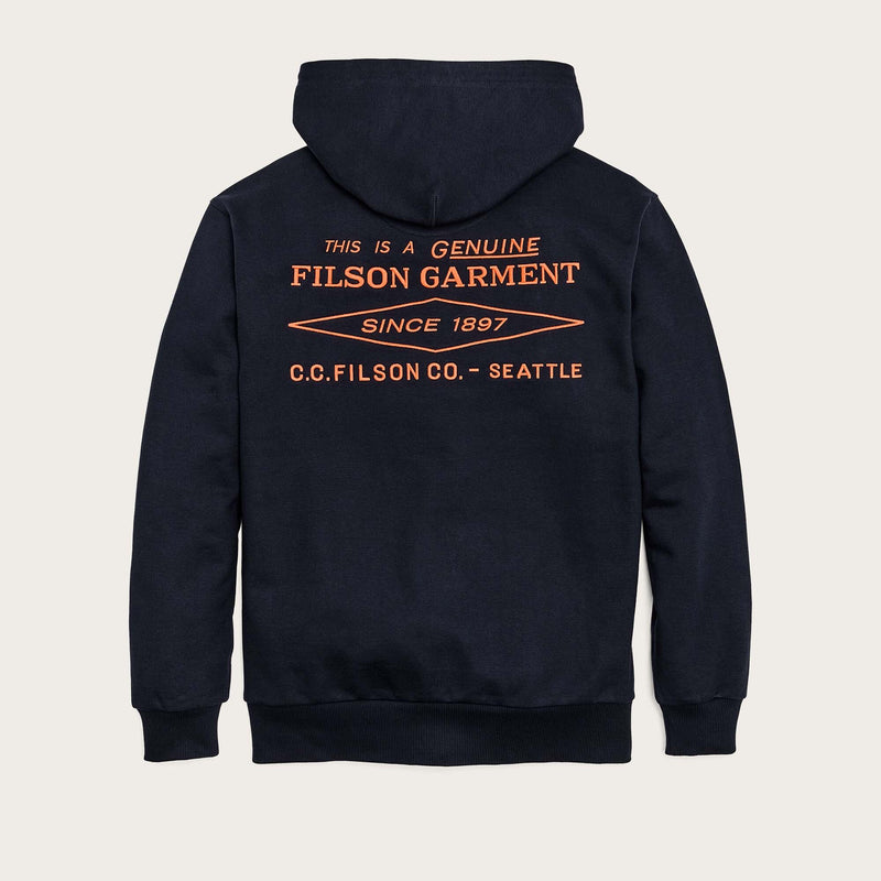 Prospector embroidered hoodie par Filson | Navy / blaze diamond (Blue)