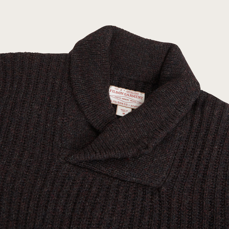 Bristol shawl neck sweater par Filson | Dark brown heather (Brown)