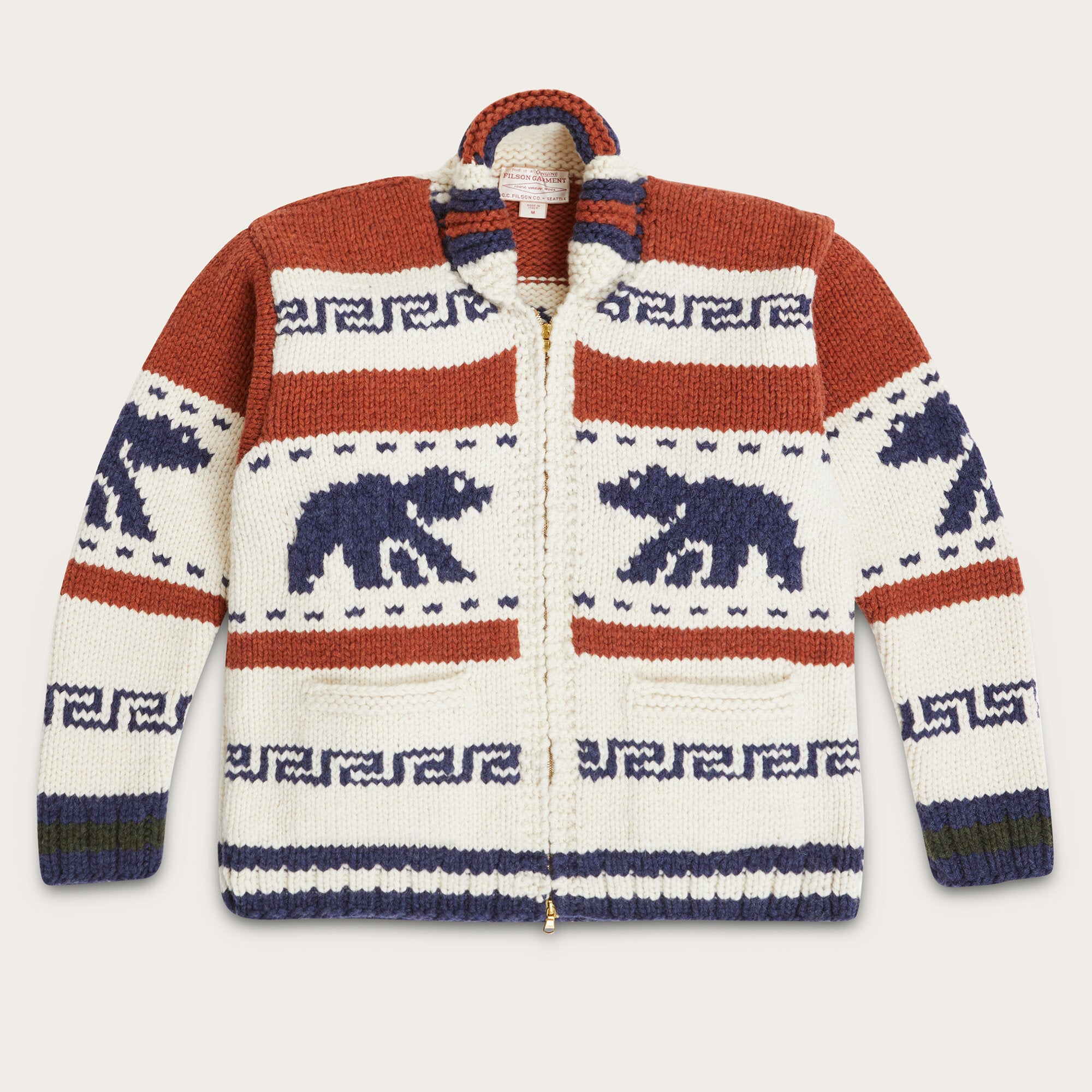 Hand-knit cardigan by Filson White/orange/blue/gr (Multicolour)