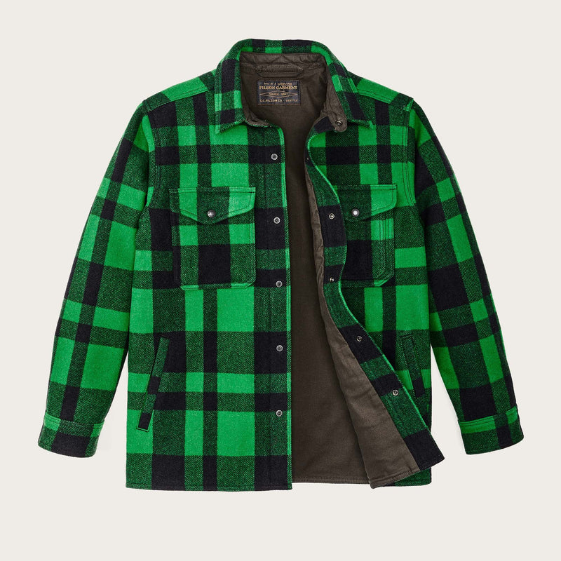 Lined mackinaw wool jac-shirt by Filson | Acid green / black h (Green)