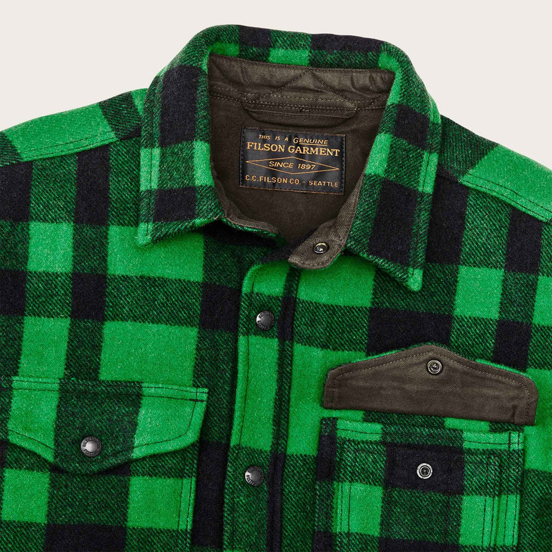 Lined mackinaw wool jac-shirt by Filson | Acid green / black h (Green)