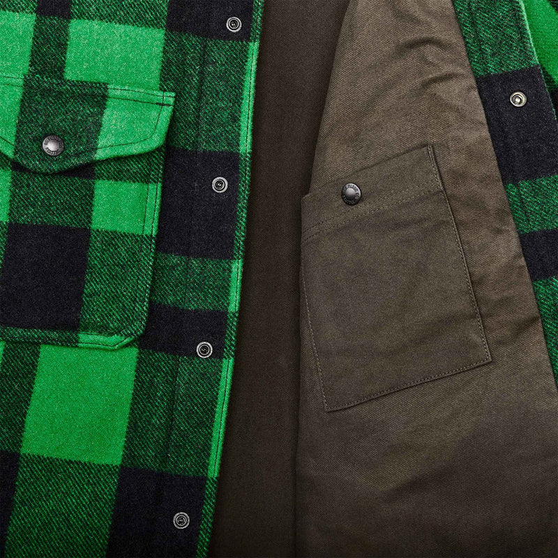 Lined mackinaw wool jac-shirt by Filson | Acid green / black h (Green)