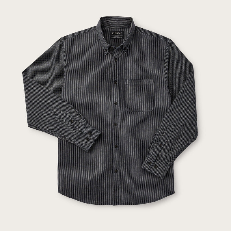 Chambray button-down shirt di Filson | Navy hick stripe (Blue)