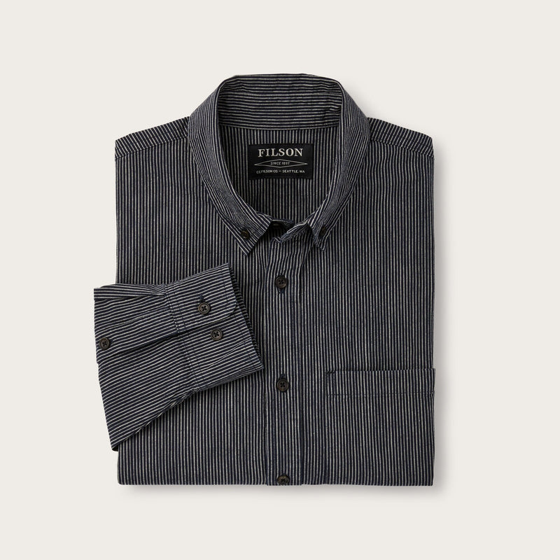 Chambray button-down shirt di Filson | Navy hick stripe (Blue)