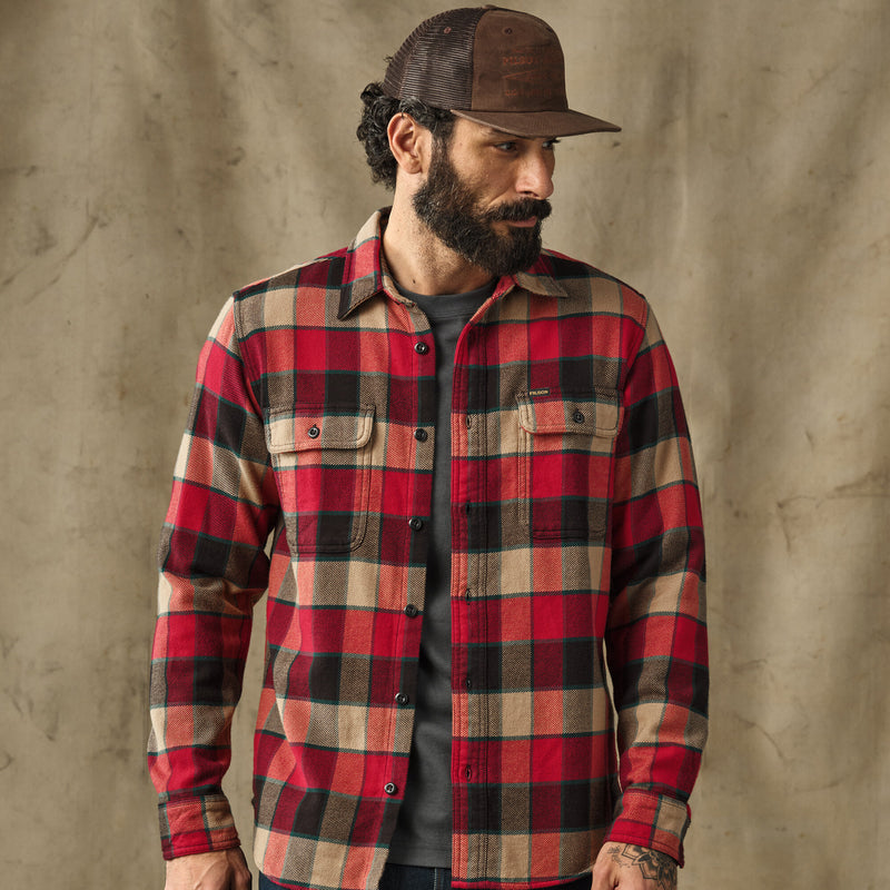Vintage flannel work shirt by Filson | Red / cream plaid (Red)