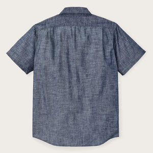 Short sleeve chambray shirt by Filson | Vintage fade chambra (Blue)