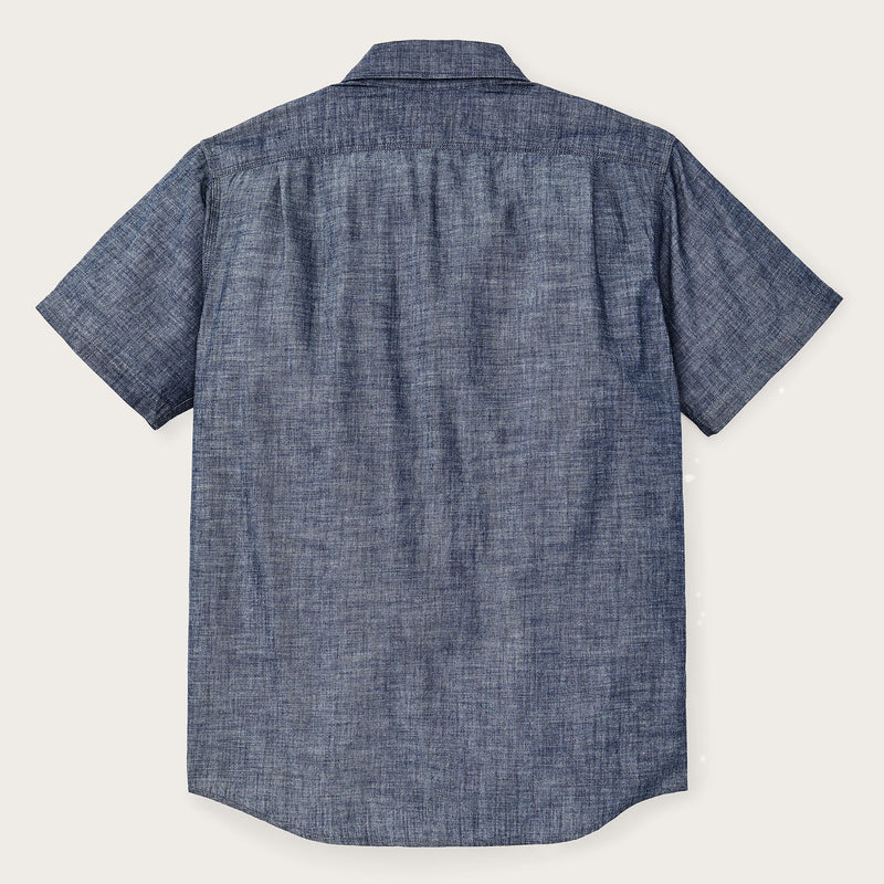 Short sleeve chambray shirt by Filson | Vintage fade chambra (Blue)