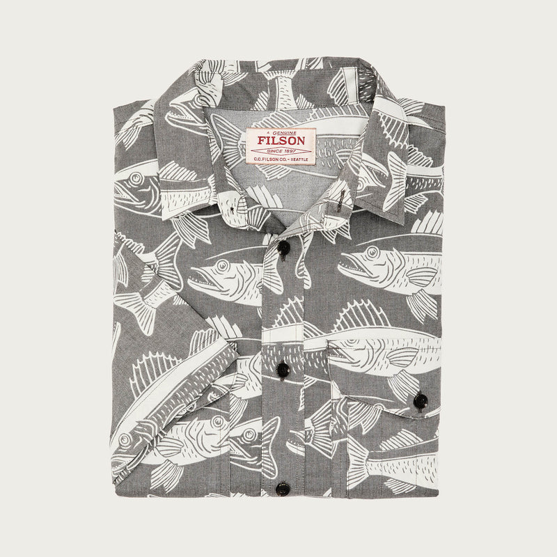 Twin lakes short sleeve sport shirt by Filson | Beluga / print (Gray)