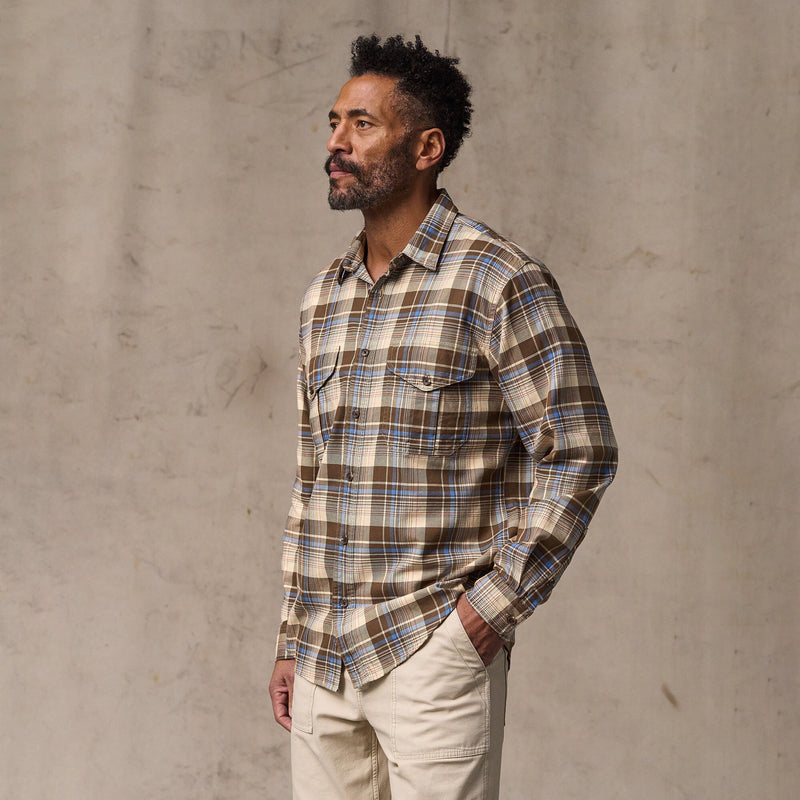 Lightweight alaskan guide shirt von Filson | Cream / blue / multi plaid (Brown)