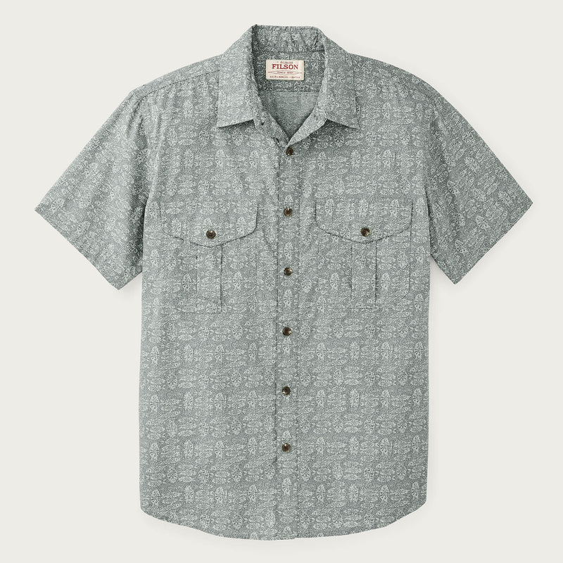 Filson's washed short sleeve feather cloth shirt by Filson | Khaki / print (Green)