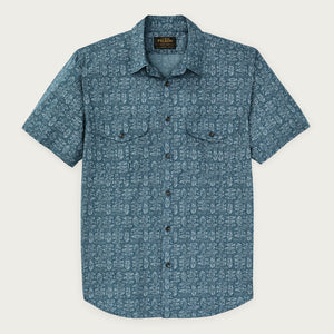 Filson's washed short sleeve feather cloth shirt by Filson | Blue / print (Blue)