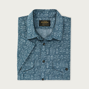 Filson's washed short sleeve feather cloth shirt by Filson | Blue / print (Blue)