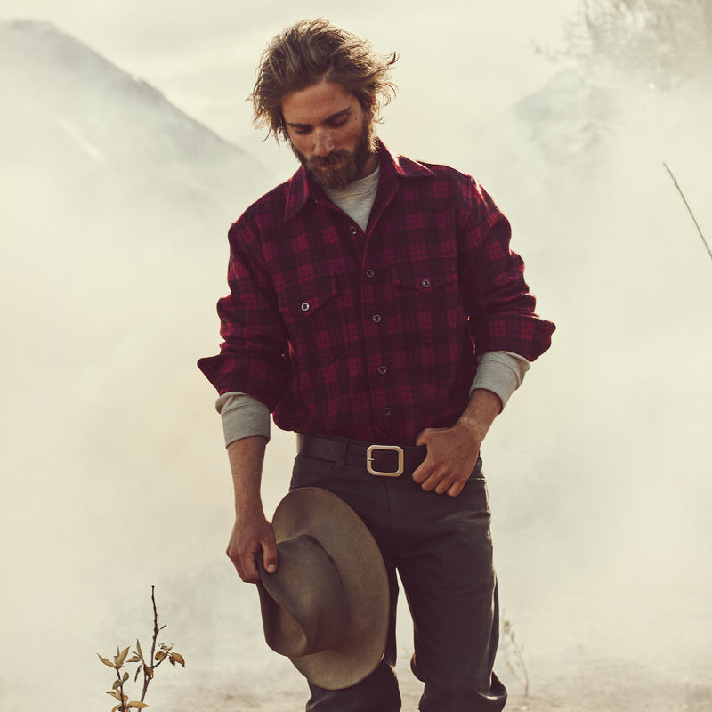 1922 archive wool shirt by Filson | Deep crimson / black (Red)