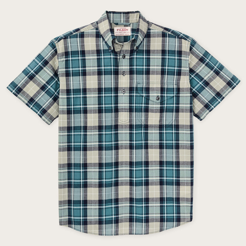 Short sleeve madras popover shirt by Filson | Gray / teal multi (Blue)