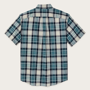 Short sleeve madras popover shirt by Filson | Gray / teal multi (Blue)
