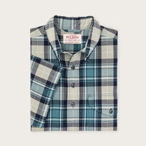 Short sleeve madras popover shirt by Filson | Gray / teal multi (Blue)