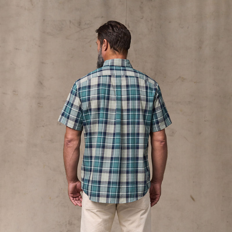 Short sleeve madras popover shirt by Filson | Gray / teal multi (Blue)