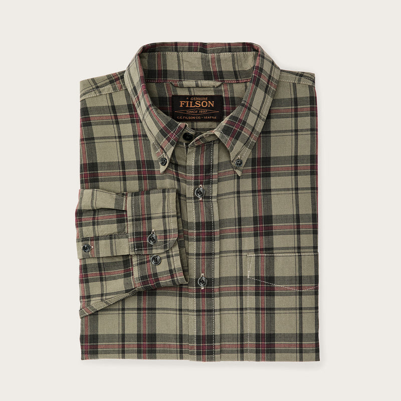 Madras button-down shirt by Filson | Olive / gravel plaid (Green)