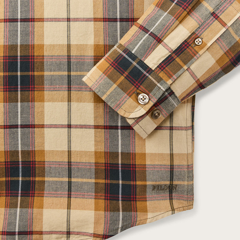 Madras button-down shirt by Filson | Tan / spruce multi (Yellow)