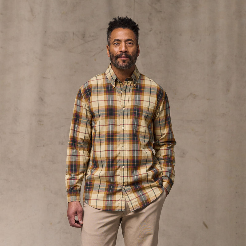 Madras button-down shirt by Filson | Tan / spruce multi (Yellow)