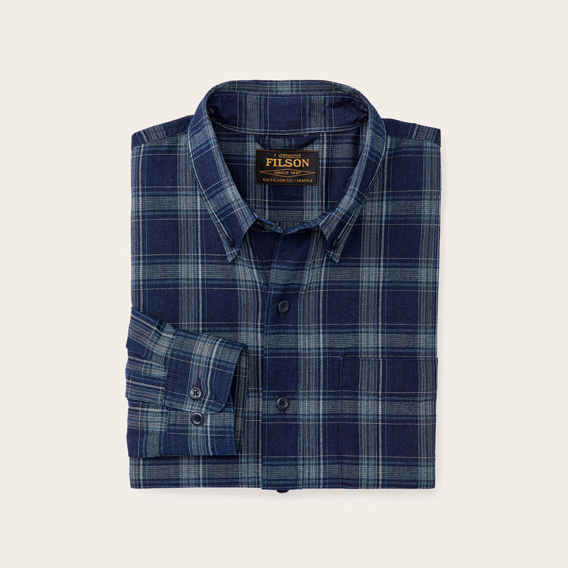 Chambray button-down shirt von Filson | Dark indigo plaid (Blue)