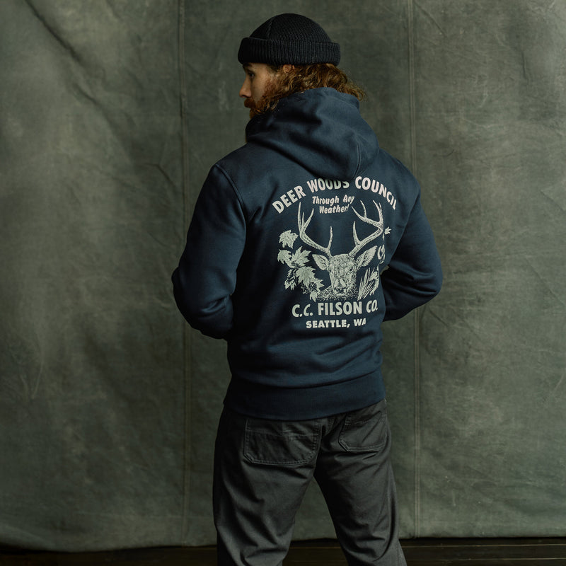 Felpa con cappuccio prospector graphic di Filson | Night sky / buck (Blue)