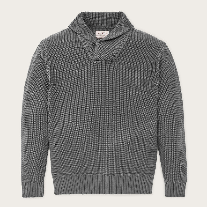 Vintage cotton shawl neck sweater von Filson | Charcoal (Gray)