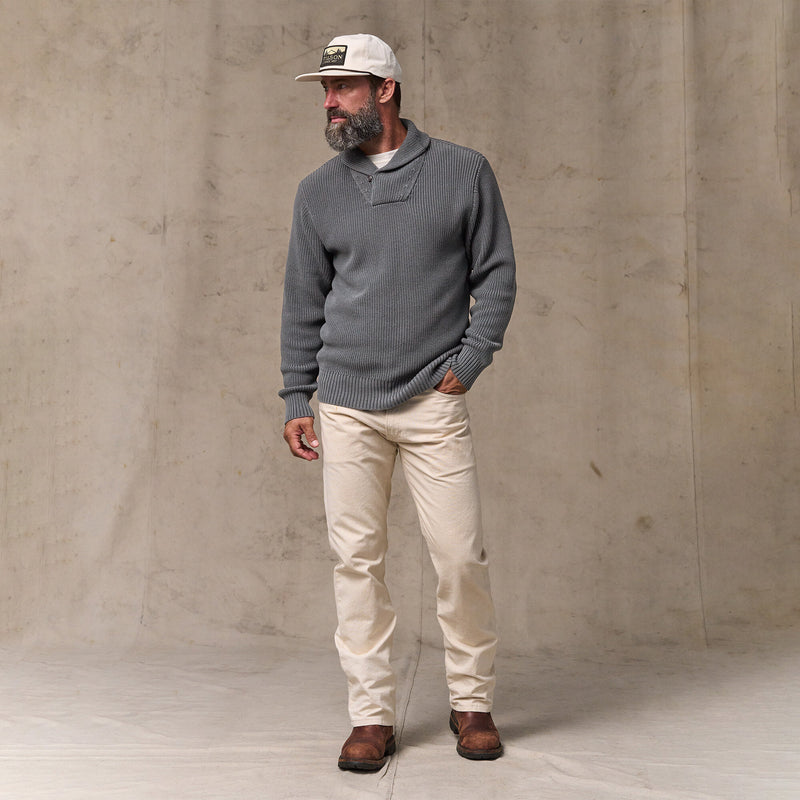 Vintage cotton shawl neck sweater von Filson | Charcoal (Gray)