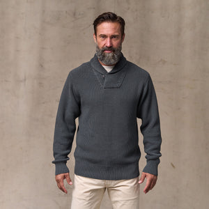 Vintage cotton shawl neck sweater von Filson | Charcoal (Gray)