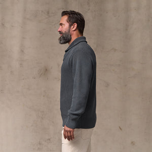 Vintage cotton shawl neck sweater von Filson | Charcoal (Gray)
