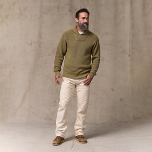 Vintage cotton shawl neck sweater von Filson | Cork (Beige)