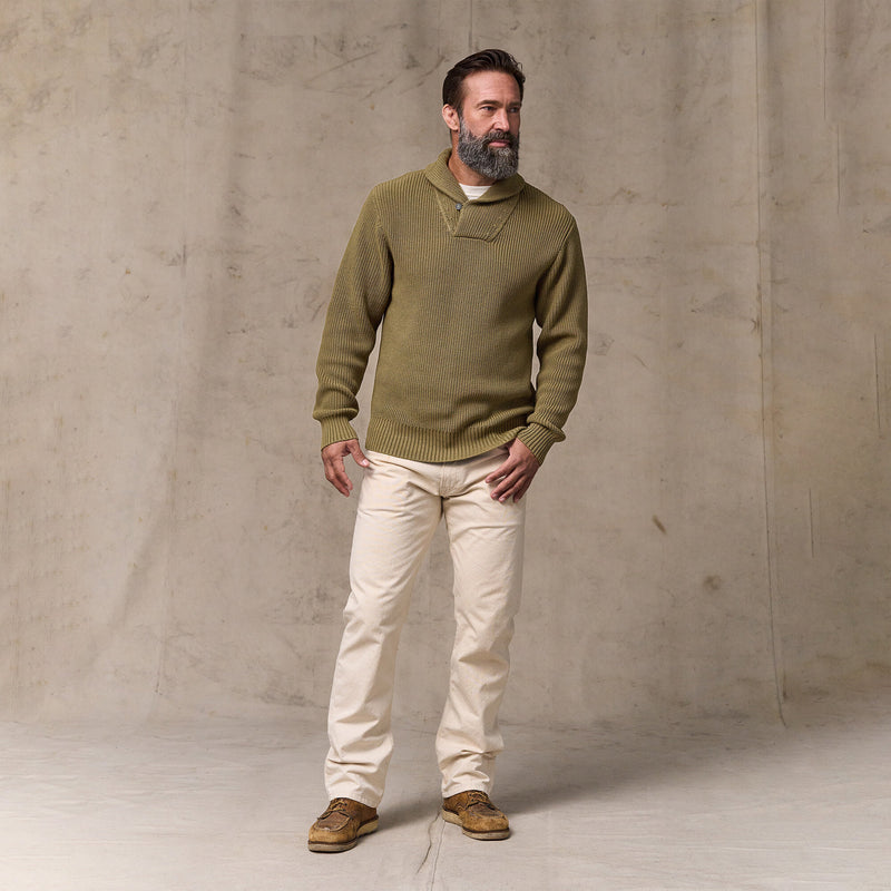 Vintage cotton shawl neck sweater von Filson | Cork (Beige)