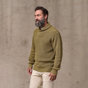 Vintage cotton shawl neck sweater von Filson | Cork (Beige)