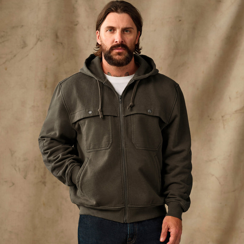 Field knit reinforced full-zip hoodie by Filson | Black olive (Brown)