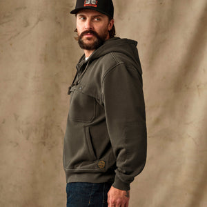 Field knit reinforced full-zip hoodie by Filson | Black olive (Brown)