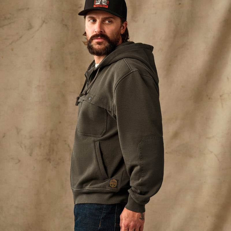 Field knit reinforced full-zip hoodie by Filson | Black olive (Brown)