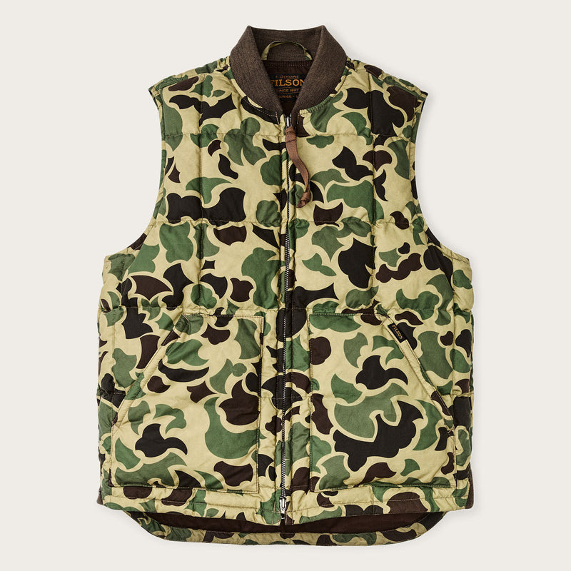 Waxed down vest by Filson | Tundra shrub camo (#32231e)