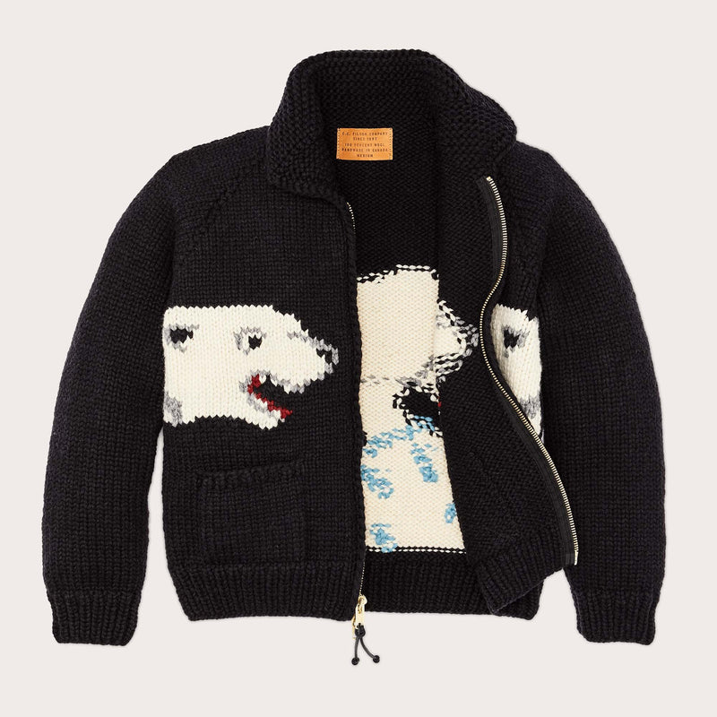 Handmade full-zip sweater by Filson | Black / white polar (Black)